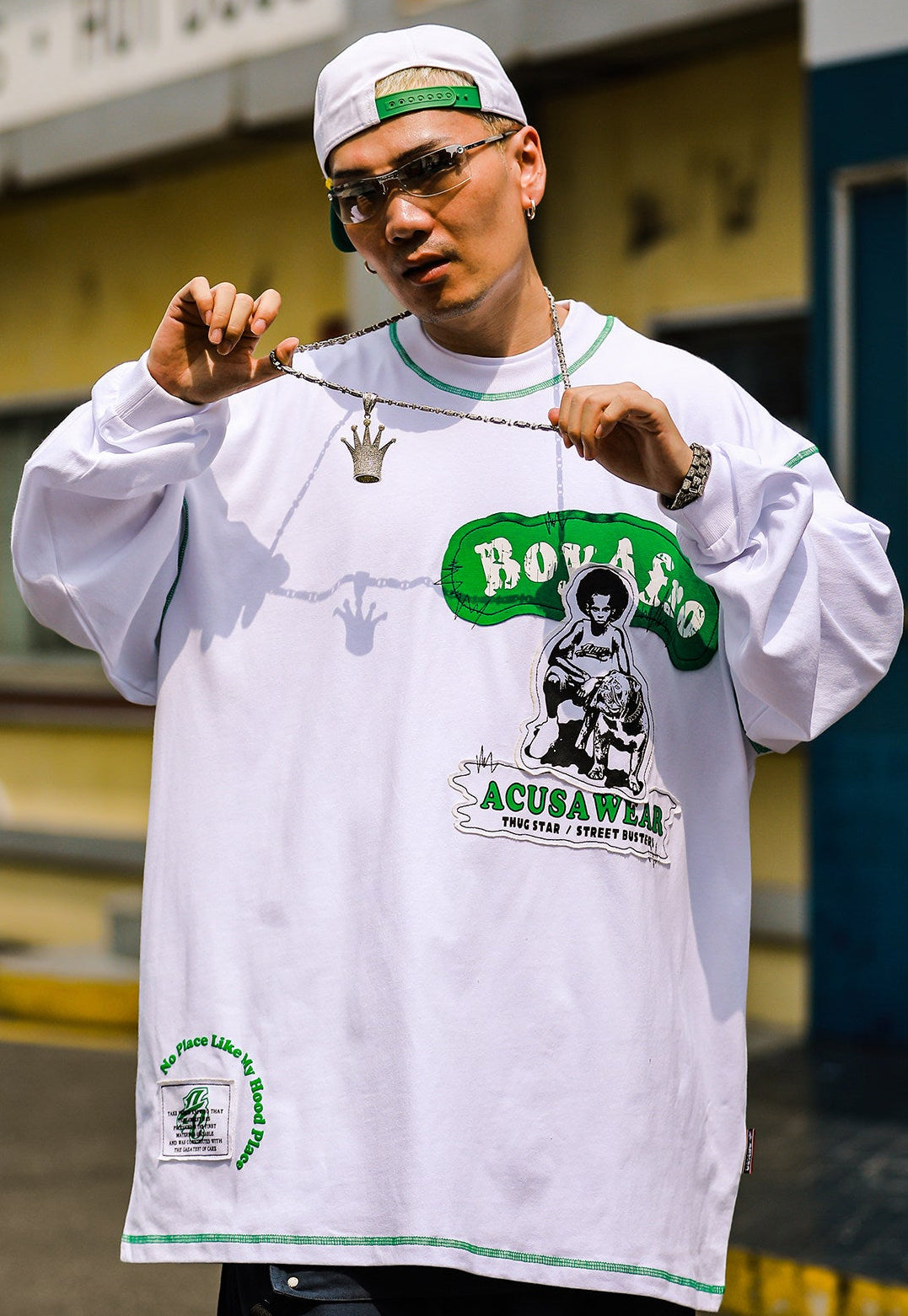 TOP BOY - Oversized Graphic Tee Round Neck Long Sleeve