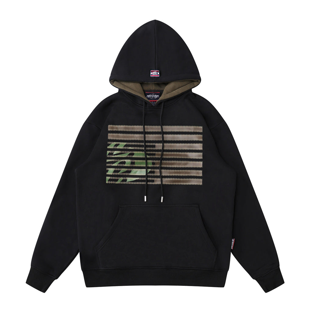 ACUSA American retro street hip hop Citi LOGO three-dimensional print color blockage heavy pullover hooded sweatshirt for men