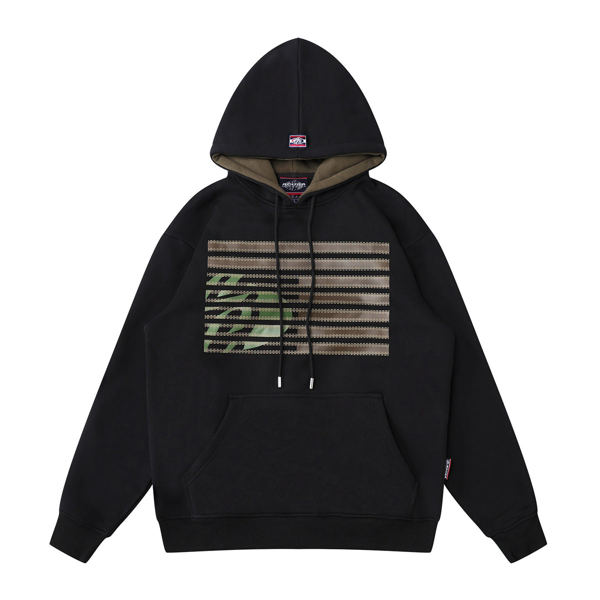 ACUSA American retro street hip hop Citi LOGO three-dimensional print color blockage heavy pullover hooded sweatshirt for men