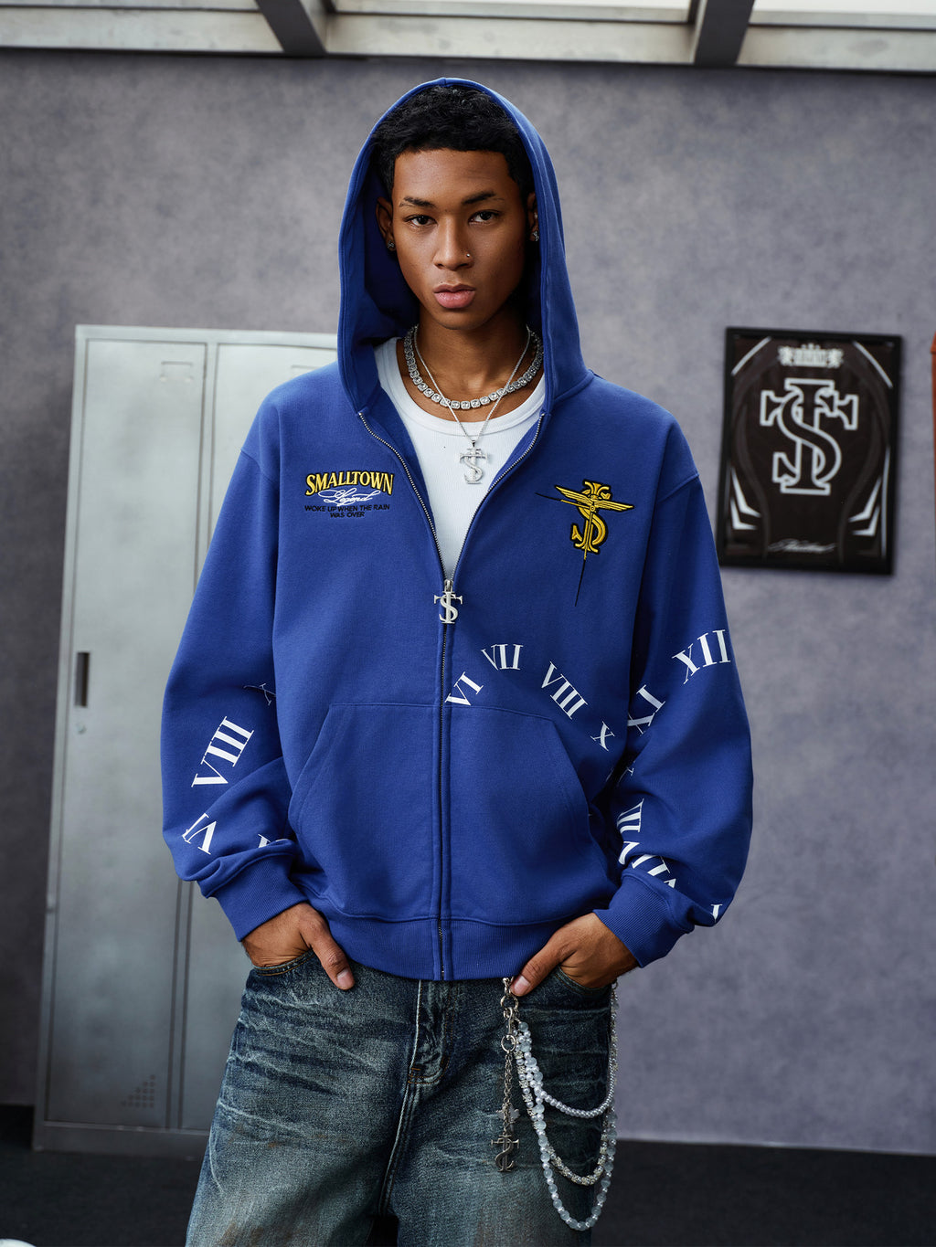 STK SmallTownKid Timepiece Dialect Cardigan Sweatshirt American Hoodie Personalized Printed Trendy Brand