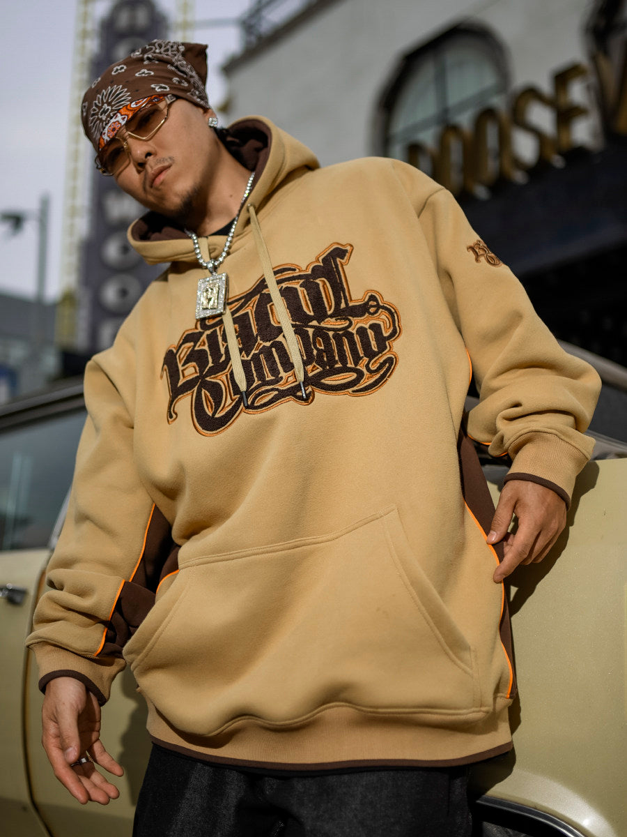 BLACUL Flower Body Word Color Block Fleece Sweatshirt Men's Loose Fat American Street Hip Hop Hoodie Jacket Autumn and Winter