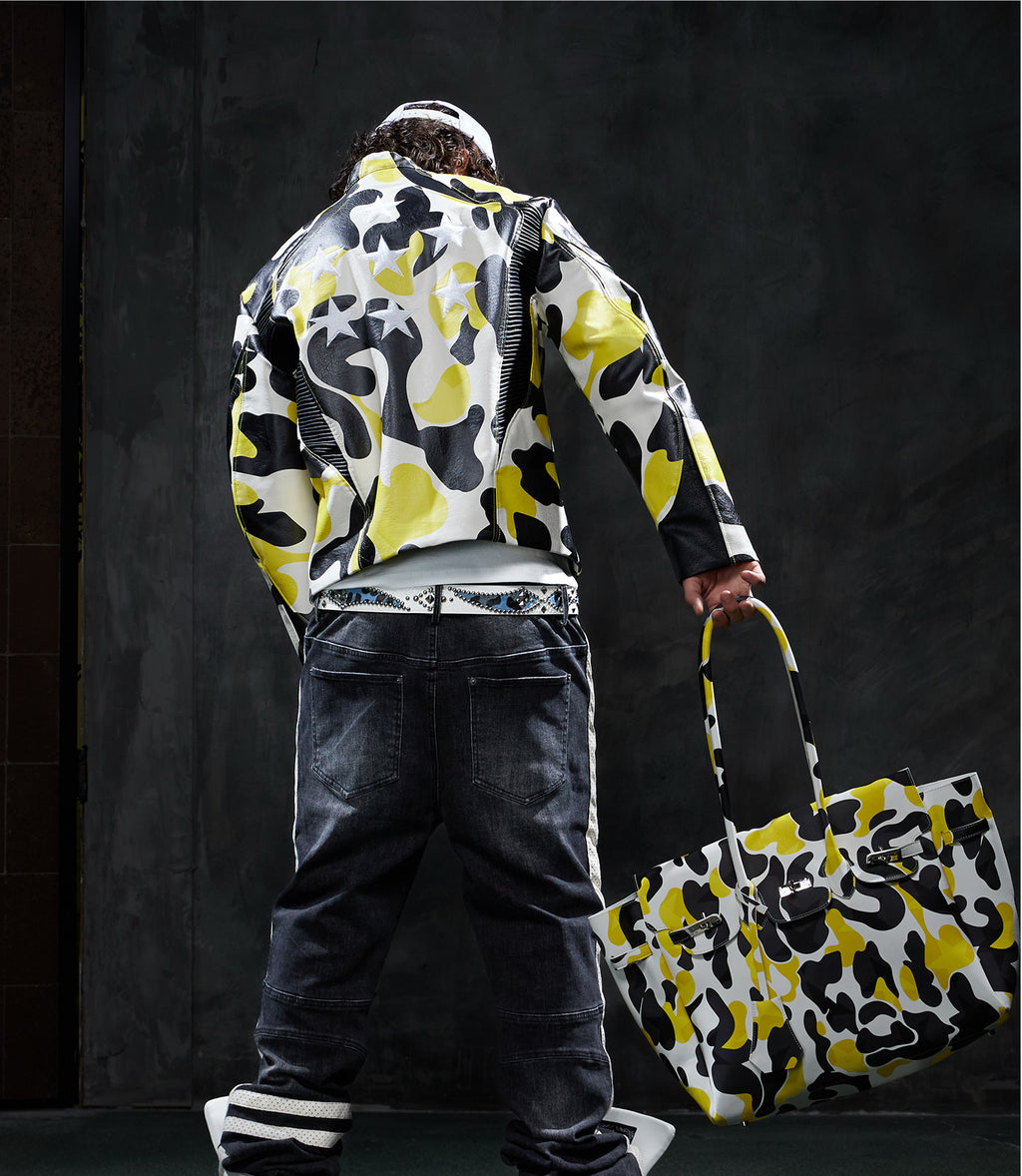 DND4DES Retro vintage functional denim pants, American street hip-hop patchwork slim motorcycle pants