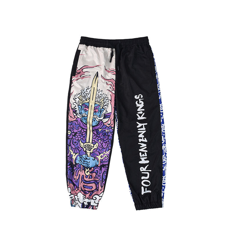 WOOKONG Growth King Color-Block Micro-Elastic Jogger Pants 2026 New Personalized Printed Long Pants Trendy