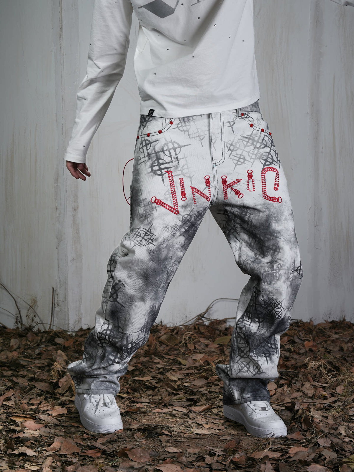 Vinkid x DETW collaboration Evil Lover jeans versatile and unique trendy niche loose pants