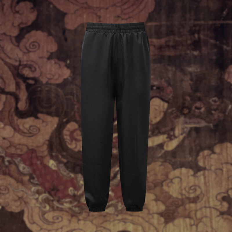 Three provinces and six departments, golden tiger nafu, ice black gold webbing Nishijin woven men's national style crunch trousers