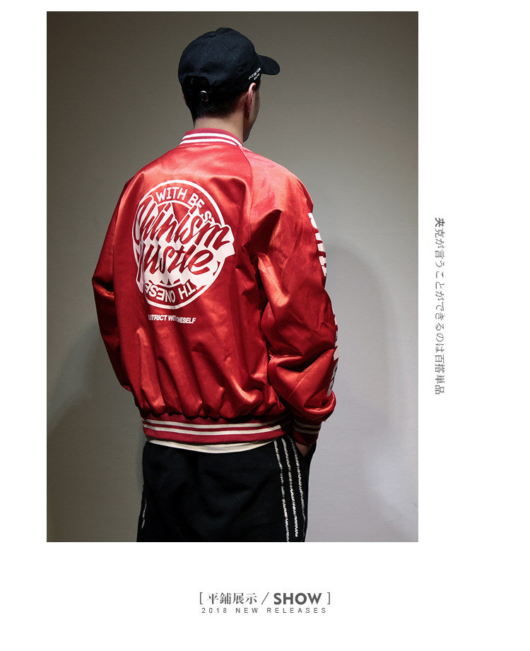 Jacket men's spring and autumn loose baseball uniforms, men's design sense, niche trendy brand trend bomber jacket, fried street ruffian