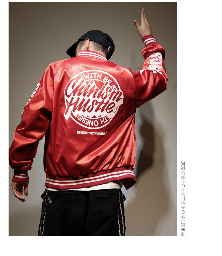 Jacket men's spring and autumn loose baseball uniforms, men's design sense, niche trendy brand trend bomber jacket, fried street ruffian