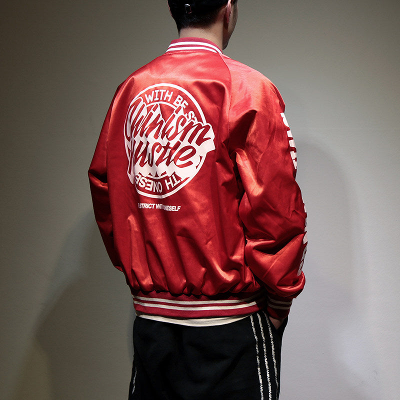 Jacket men's spring and autumn loose baseball uniforms, men's design sense, niche trendy brand trend bomber jacket, fried street ruffian